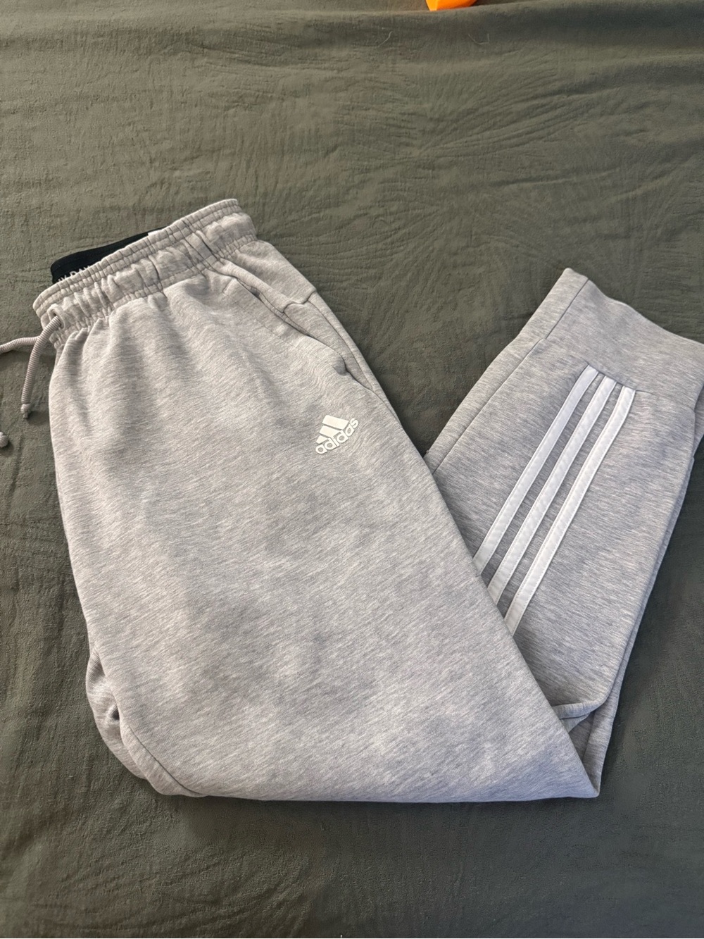 adidas Light Gray Three-Stripe Track Joggers